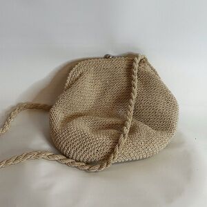Saks Fifth Avenue Tan Woven Shoulder Bag